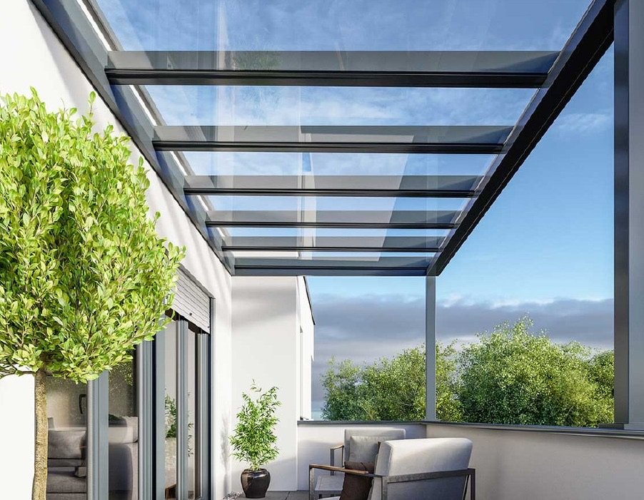 Überdachung: Terrassendach aus Glas